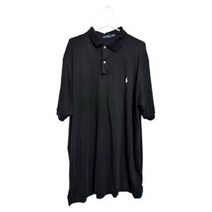 Polo Ralph Lauren Shirt Men XLT Tall Black Polo Short Sleeve White Pony Preppy